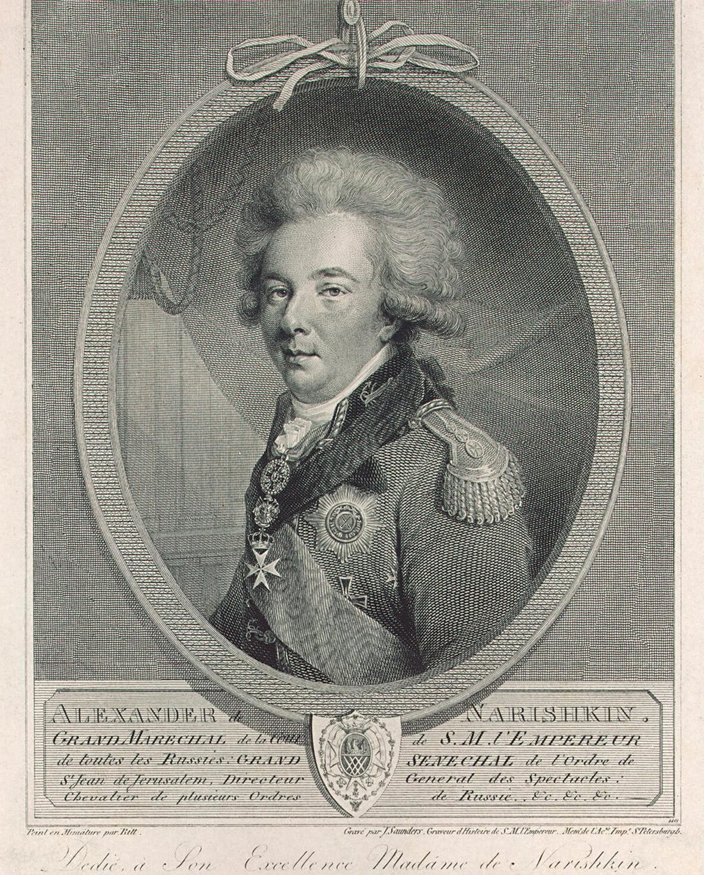 Portrett av grev Alexander Lvovich Naryshkin 1760-1826, 1801 av Joseph Saunders