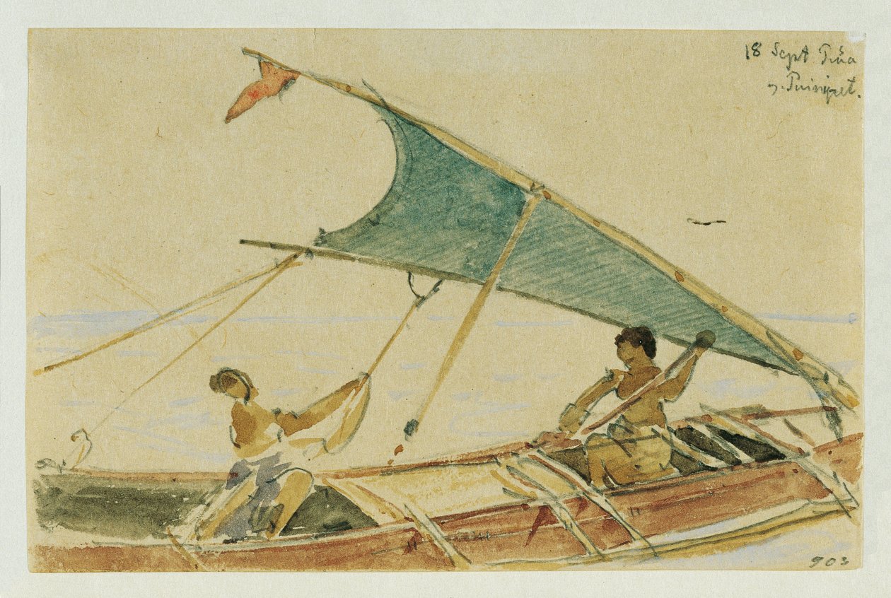 Boot vor der Insel Puinipet (Ponape), Caroline Islands av Joseph Selleny