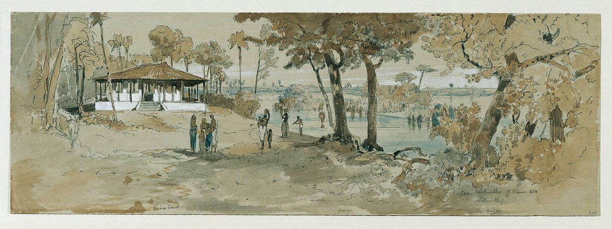 Buddhisttempel ved Point de Galle, Wakwalla på Ceylon (Sri Lanka) av Joseph Selleny