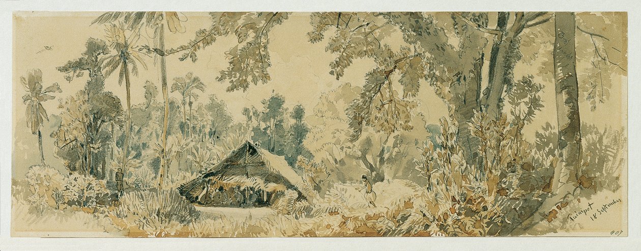 Innfødt hytte på Puinipet (Ponape) Island, Caroline Islands av Joseph Selleny