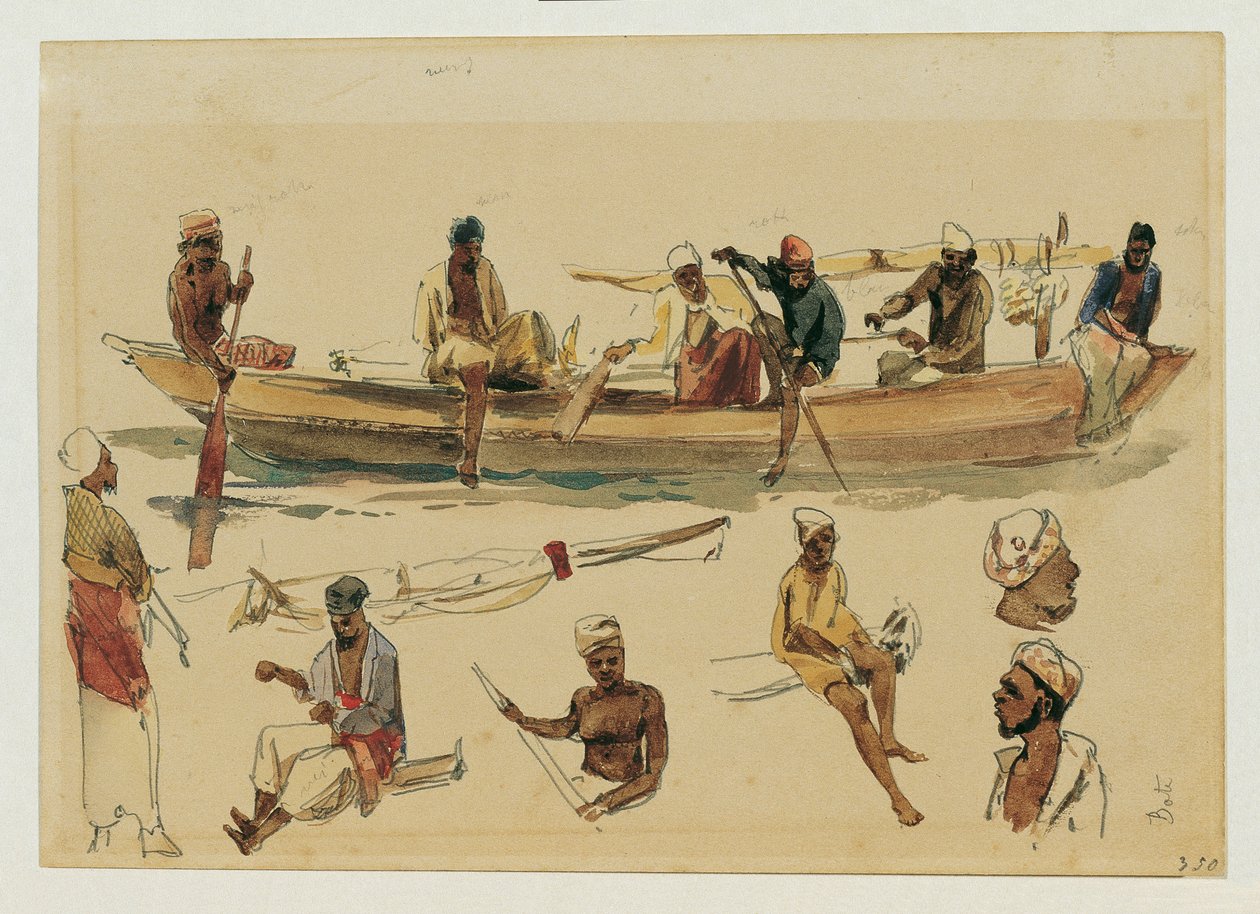Studie av båter og båtmenn i Ceylon av Joseph Selleny