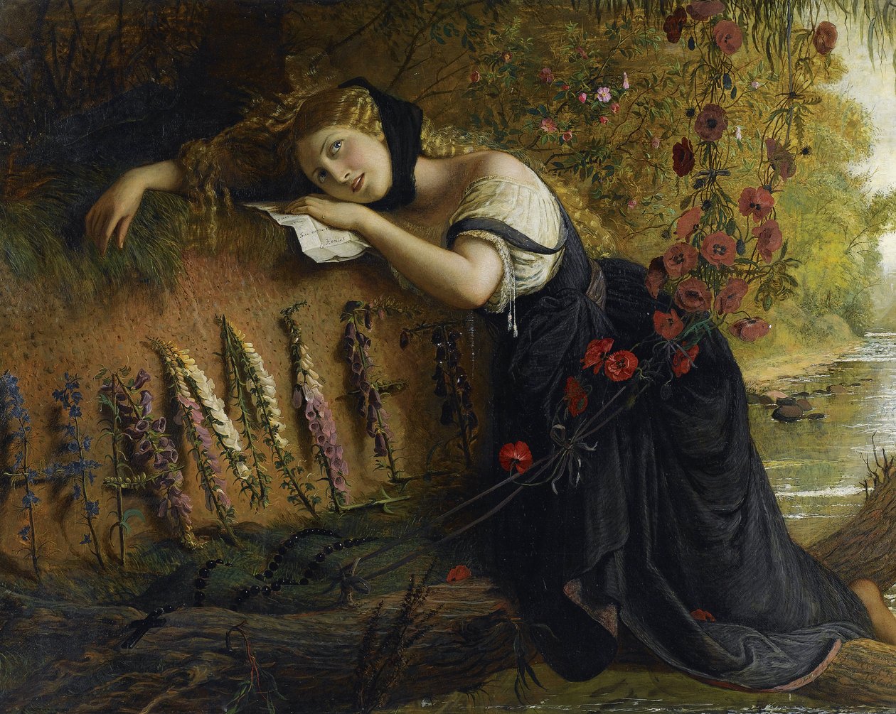 Ophelie - Ophelia par Severn, Joseph (1793-1879). Olje på lerret, størrelse: 103x142,5 av Joseph Severn