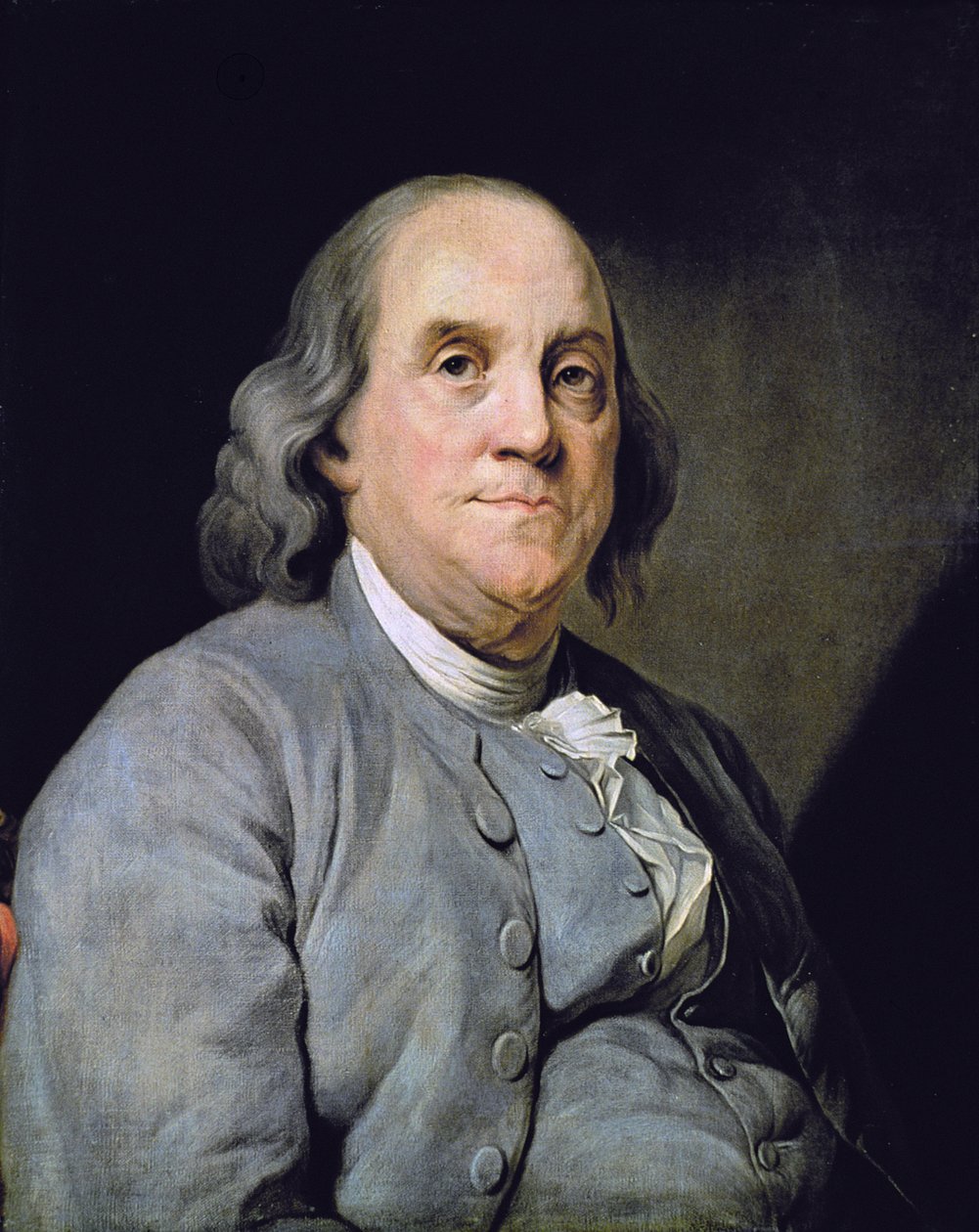 Portrett av Benjamin Franklin (farge litho) av Joseph Siffred (after) Duplessis