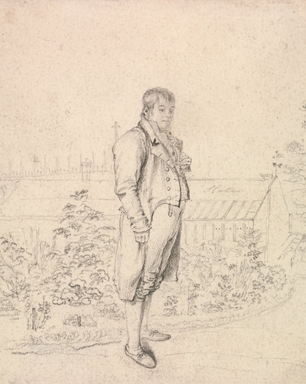 En skisse av Sir Walter Scott i en hage av Joseph Slater
