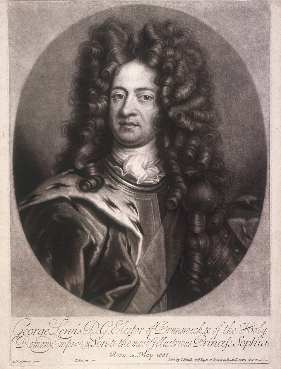 Ovalt portrett av George I, konge av Storbritannia, c1700 av Joseph Smith
