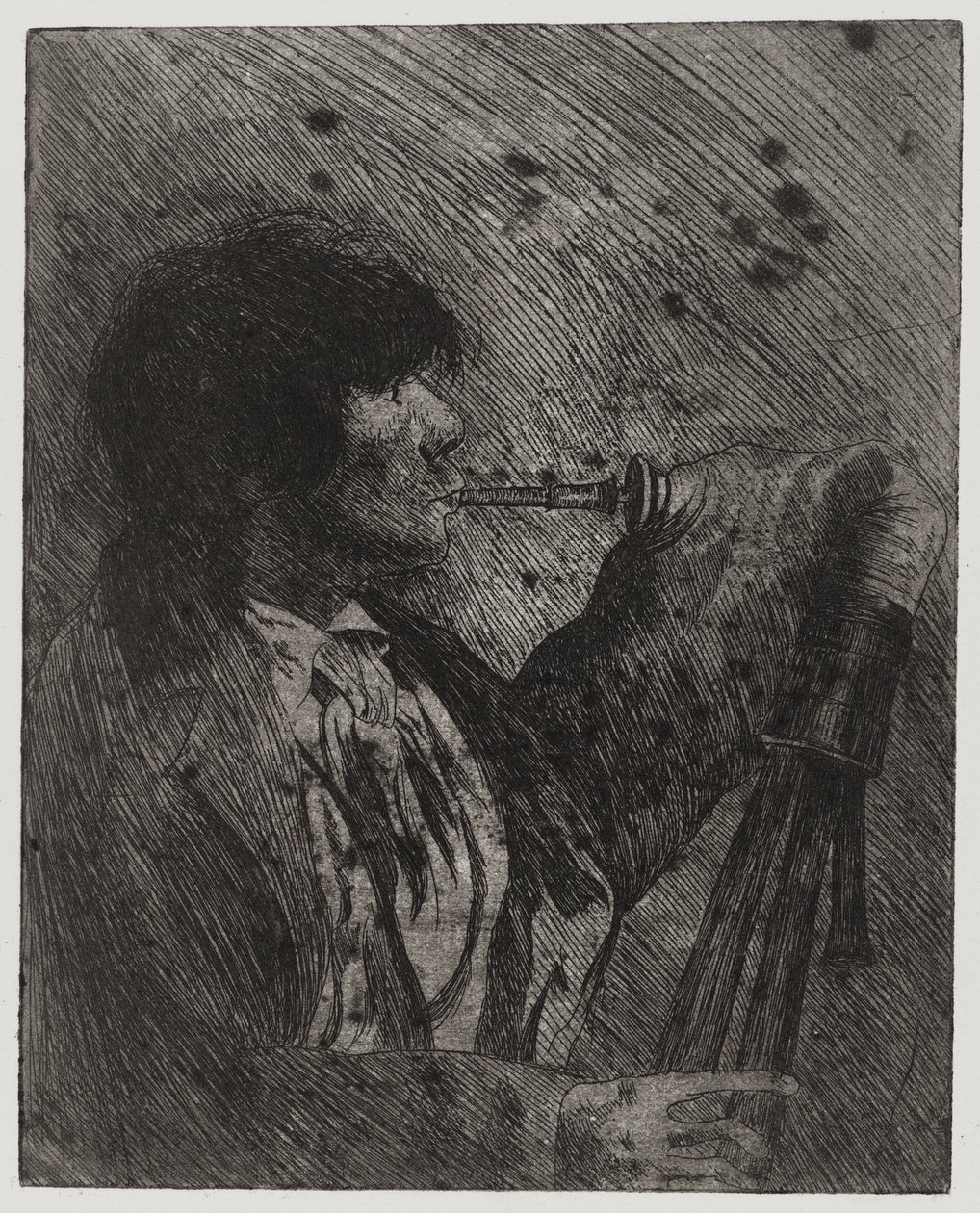 Man Playing Bagpipes, , trykt av Sigmund Abeles og Edmond Casarella av Joseph Stella