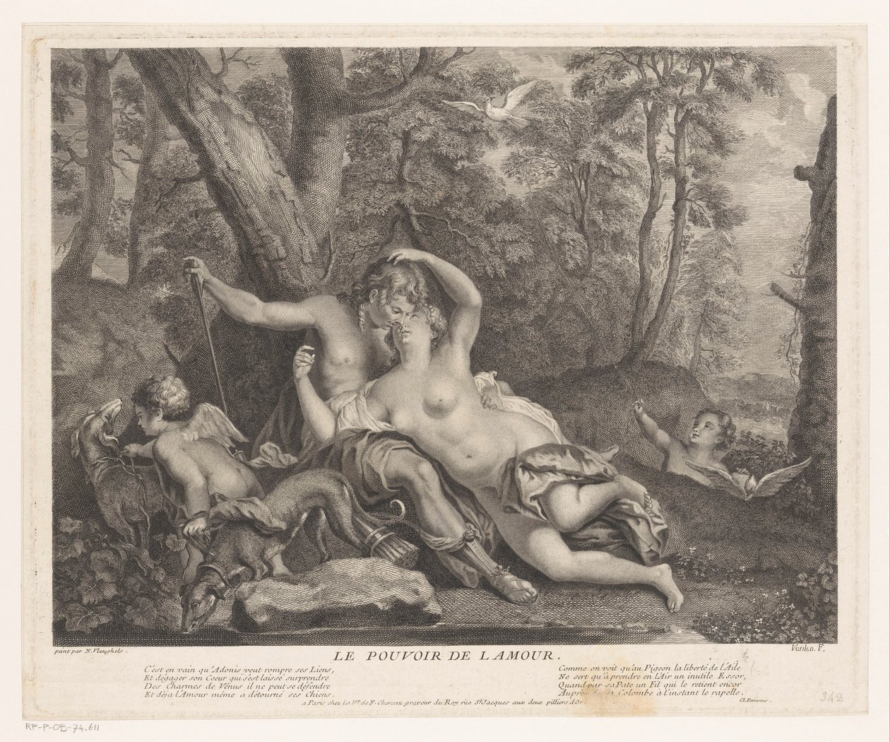 Landschap setter Venus i Adonis The power of Love (tittel på objekt) av Joseph Vanloo