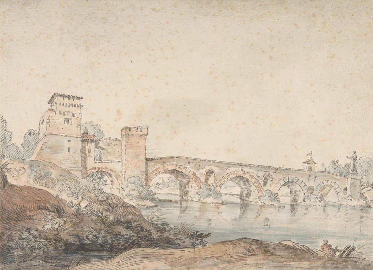 Ponte Molle, Roma, 1700-tallet. av Joseph Vernet.