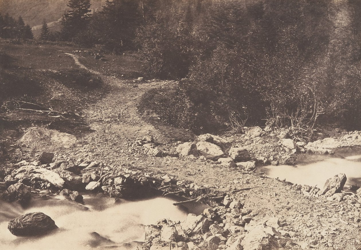 Skiferbro tatt på vei tilbake fra Parisians-fossen, Luchon, 1853. av Joseph Vigier