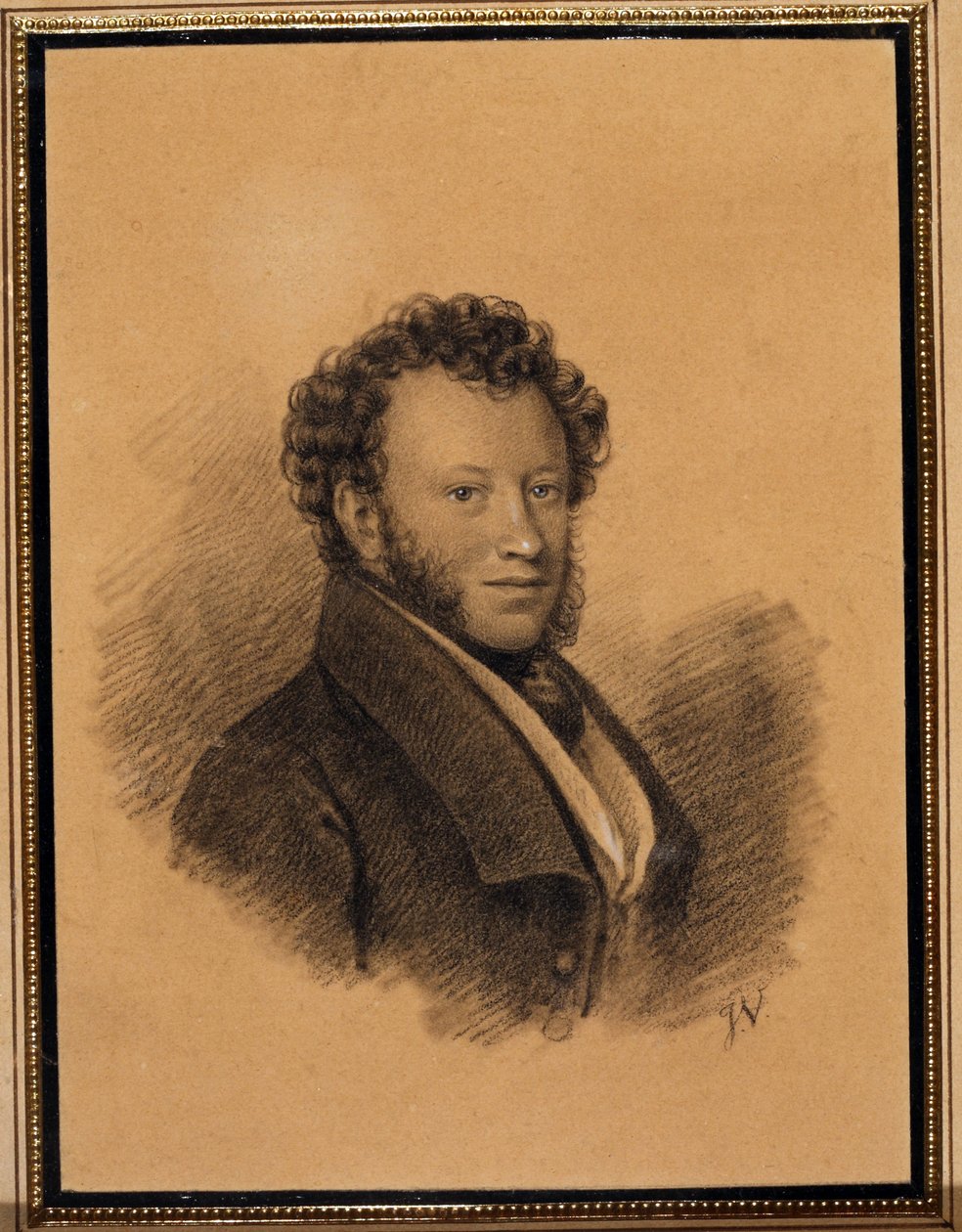Portrett av forfatteren Alexandre Pouchkine (1799-1837) - Verk av Joseph Vivien (1793-1852), blyant og akvarell på papir av Joseph Vivien