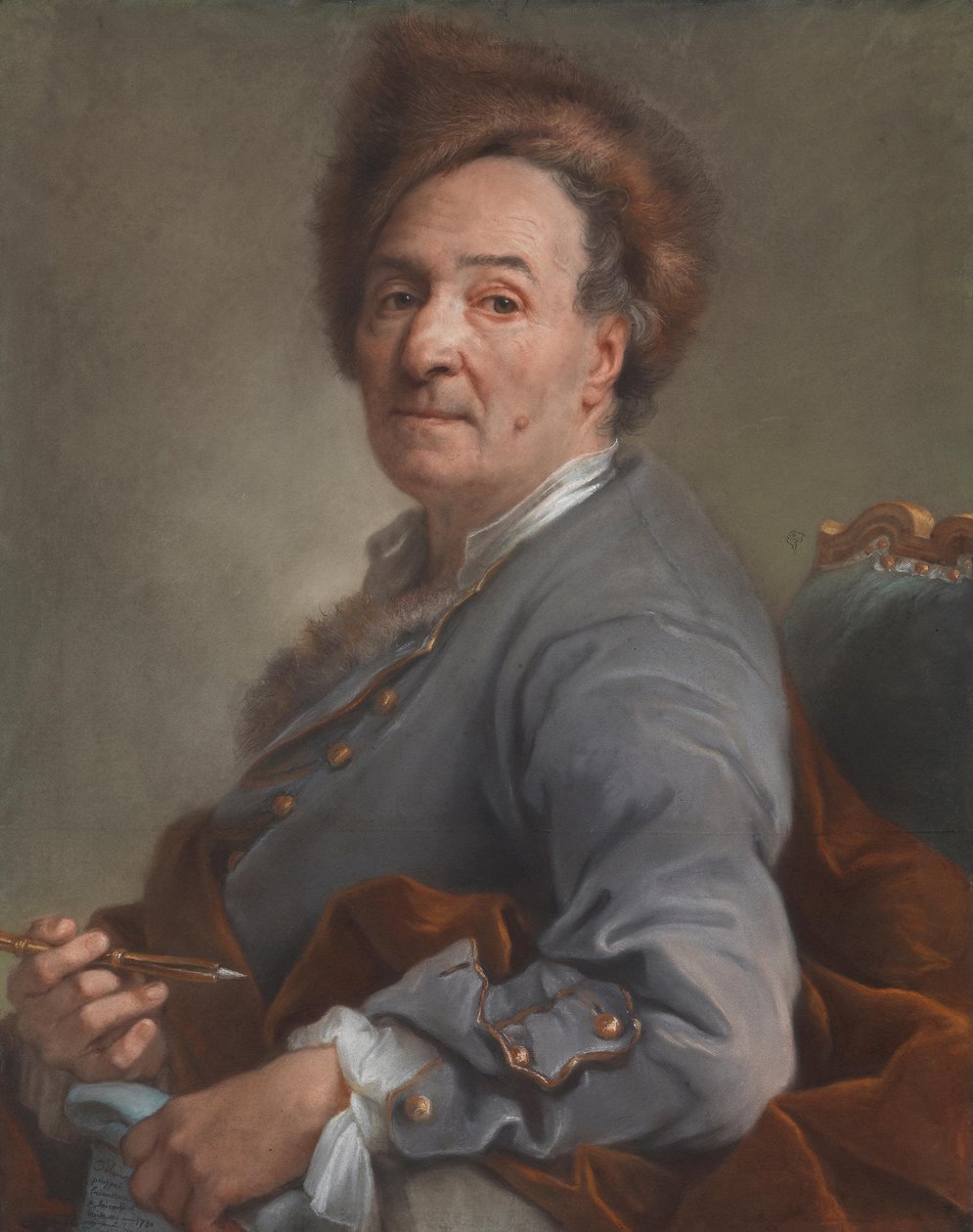 Selvportrett med pelshatt av Joseph Vivien