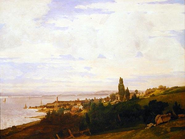 Utsikt over Hudson nær Sing Sing, New York, sent på 1840-tallet (olje på lerret) av Joseph Vollmering