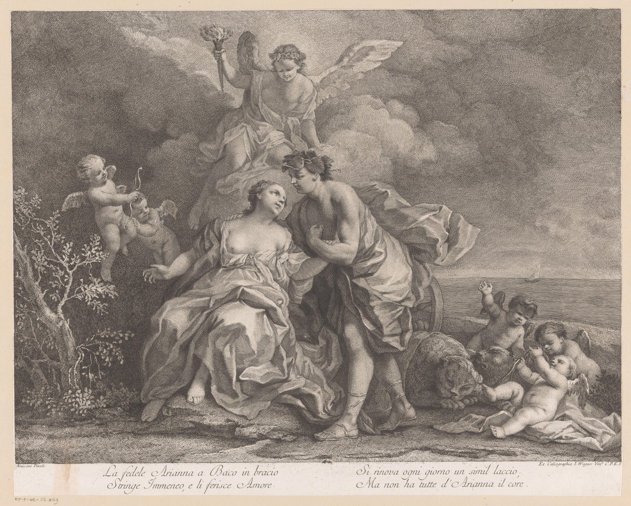 Bacchus og Ariadne på øya Naxos av Joseph Wagner (possibly)