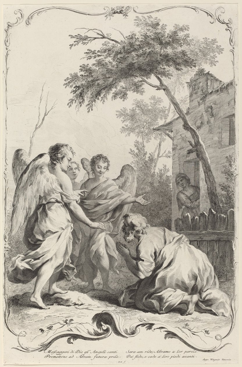 Abraham kneler foran de tre englene av Joseph Wagner