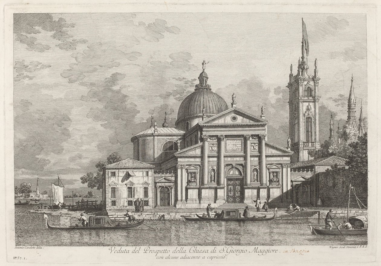 Visning av prospektet til kirken S. Giorgio Maggiore, 1742. av Joseph Wagner