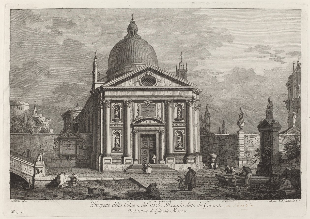 Prospekt for SS-kirken. Rosenkrans kjent som Gesuati av Joseph Wagner after Canaletto