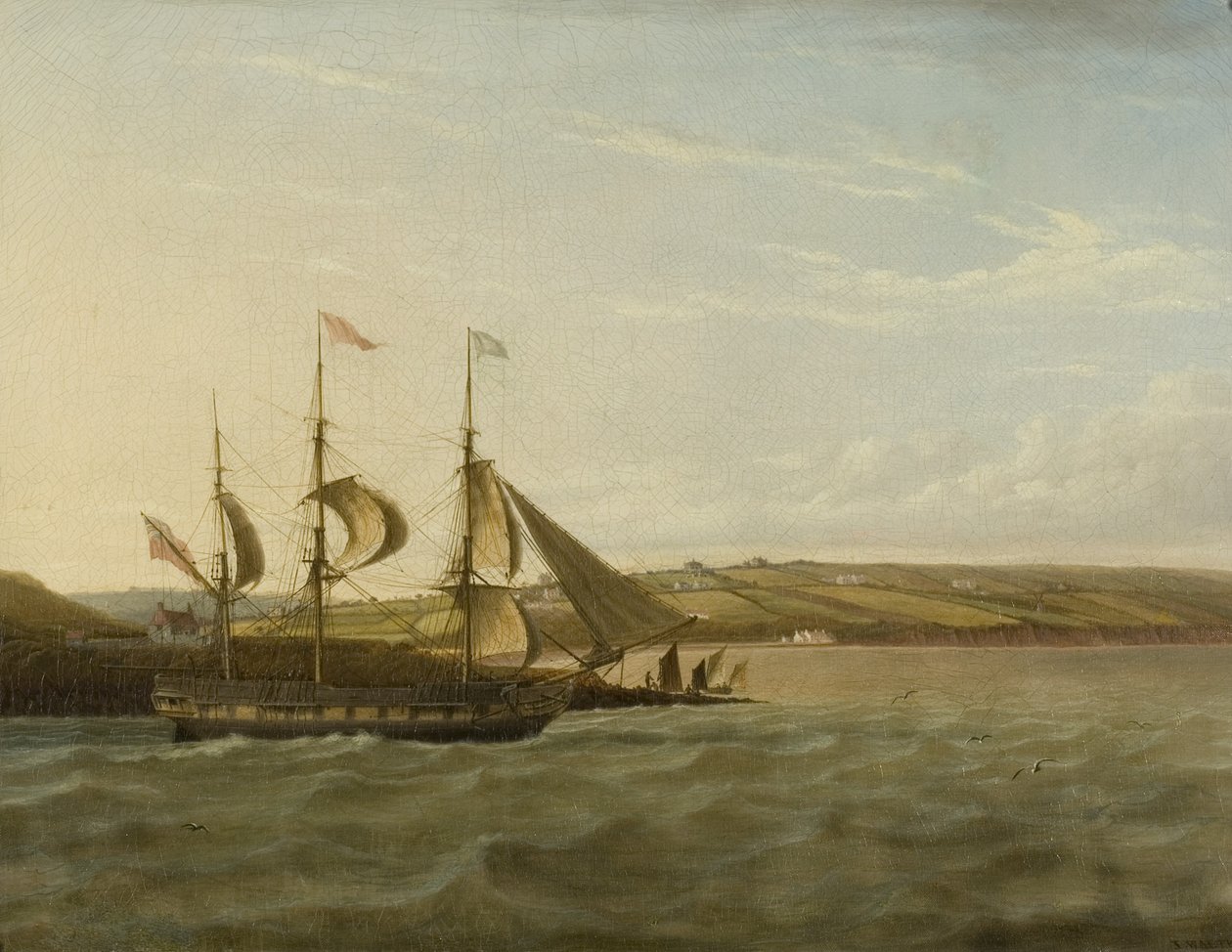 A Ship Passing Portishead, ca. 1832 (olje på lerret) av Joseph Walter