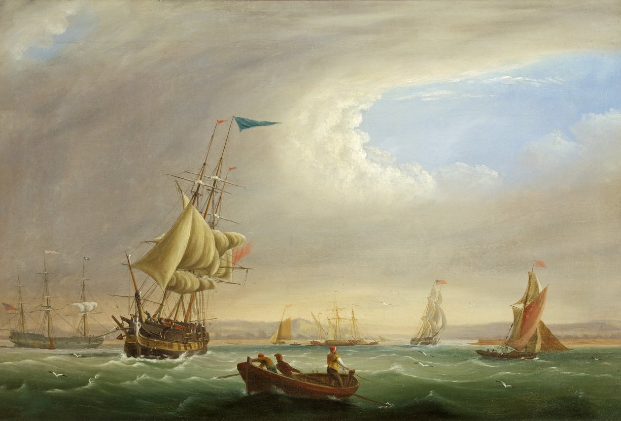 Havlandskap med inngang til en elv (olje på lerret) av Joseph Walter
