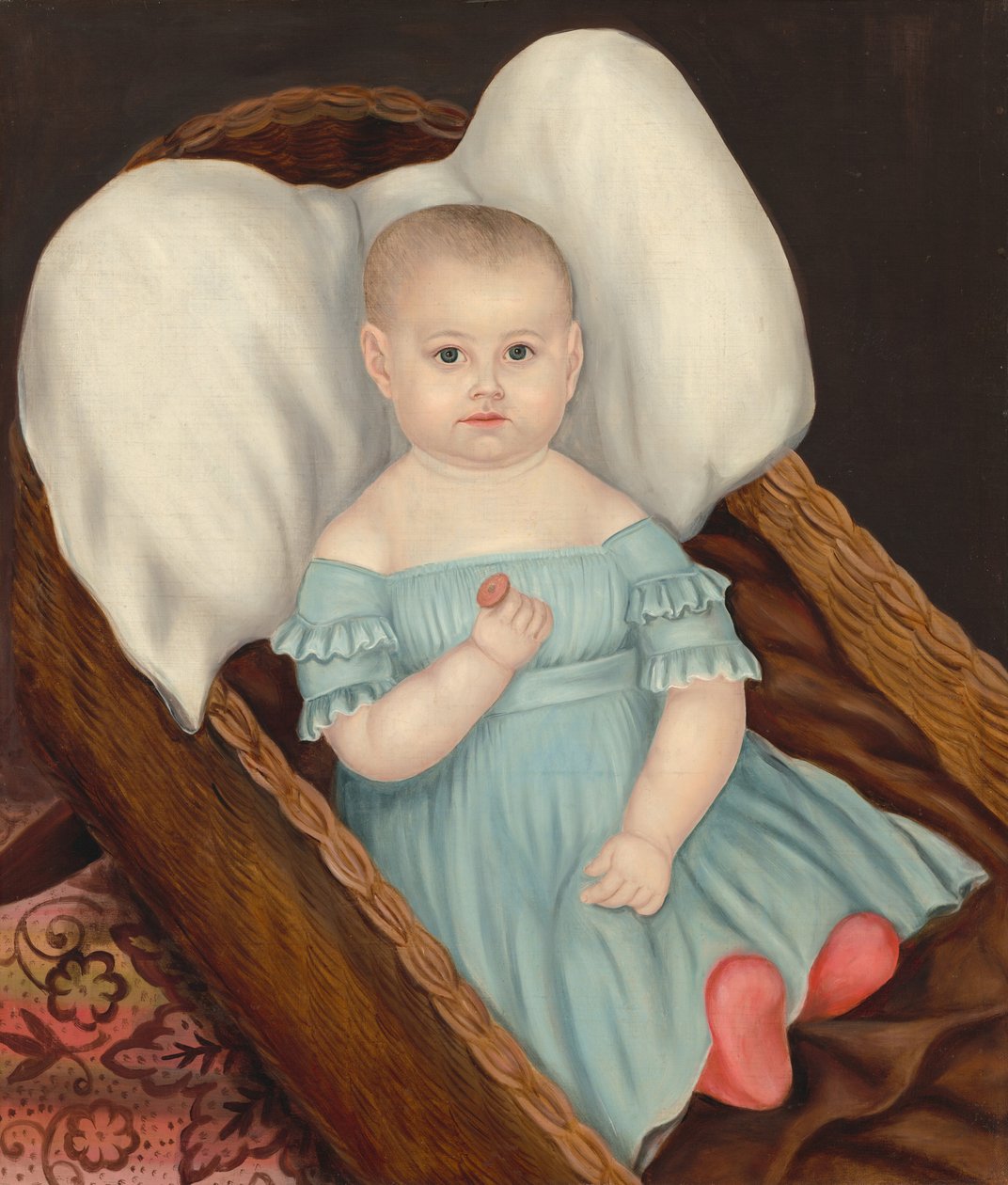 Baby i flettet kurv av Joseph Whiting Stock