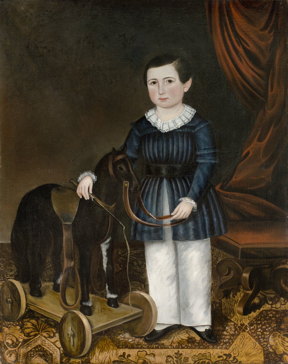Gutt med en lekehest, ca. 1845 av Joseph Whiting Stock