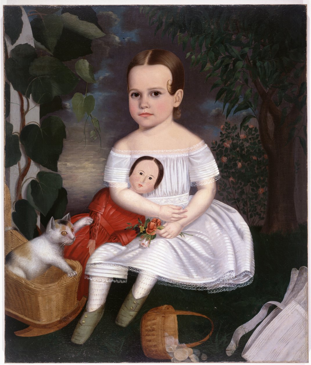 New England-portrett av liten jente av Joseph Whiting Stock av Joseph Whiting Stock