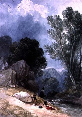 Landskap med figurer av Joseph William Allen