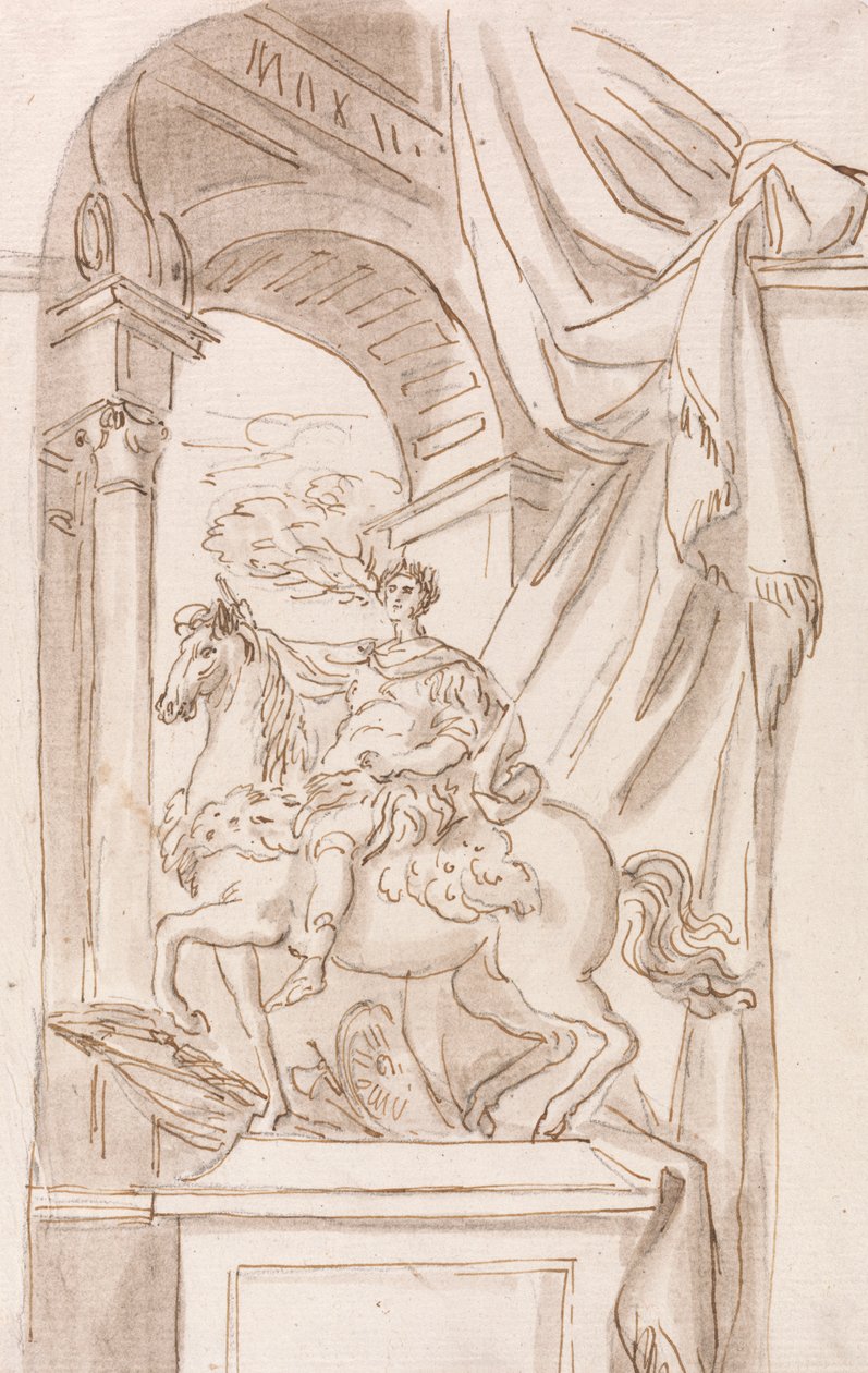 En studie av Agostino Cornacchinis statue av Karl den Store, Peterskirken, Roma av Joseph Wilton