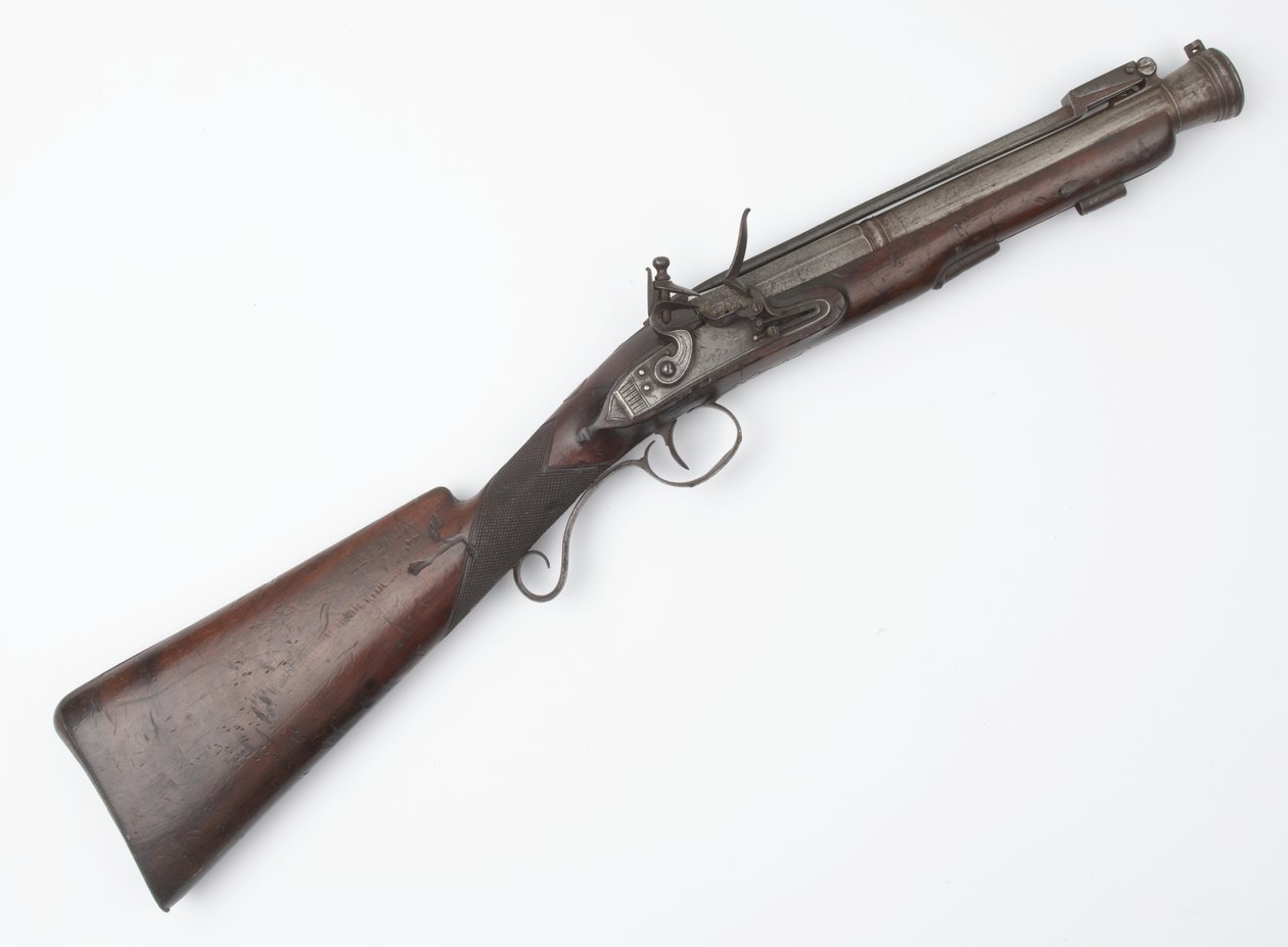 Blunderbuss med fjærbajonett utstedt til Irish Volunteers, ca. 1815 (blunderbuss, flintlock) av Joseph Wood