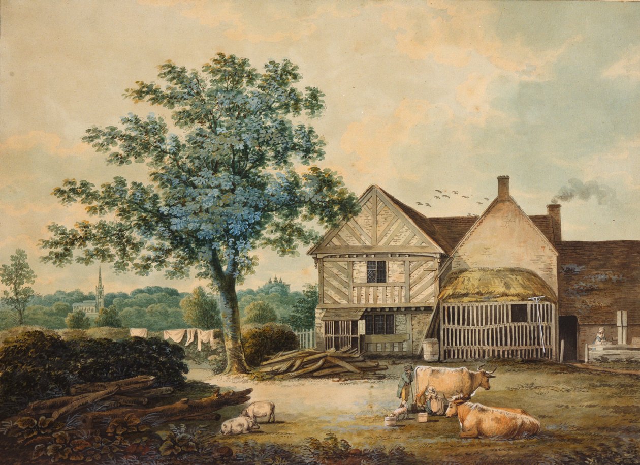 Gårdsgård nær Aston Hall av Joseph Wright