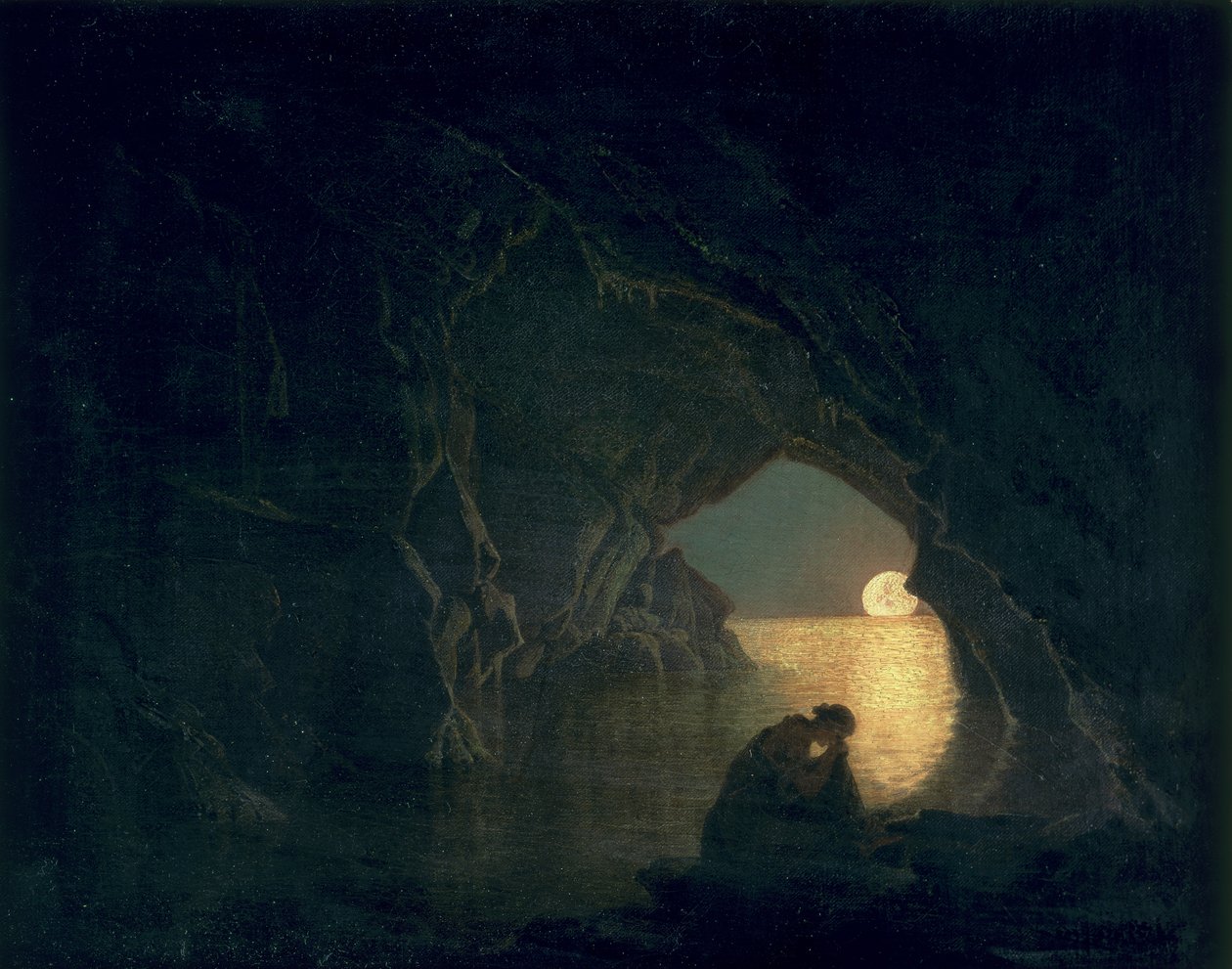 En grotte med figuren til Julia, 1780 av Joseph Wright of Derby
