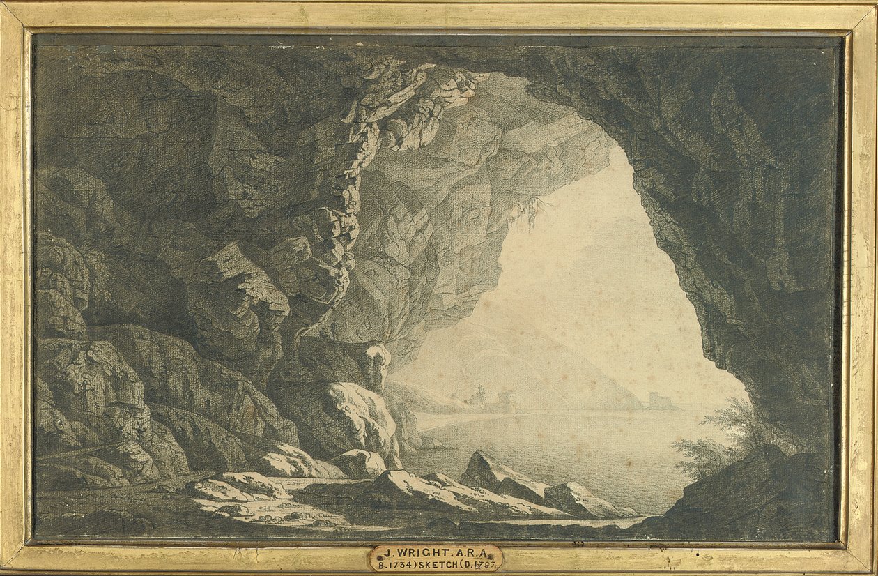 En grotte i Salernobukten, morgen, ca. 1800 av Joseph Wright of Derby