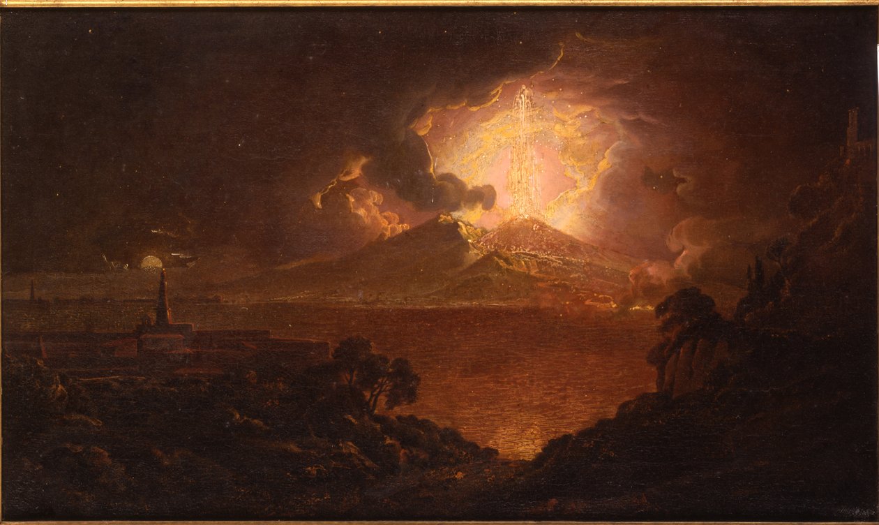 Utsikt over Vesuv som bryter ut om natten av Joseph Wright of Derby