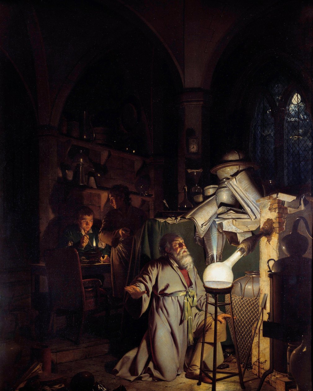 Alkymist fristende til å oppdage den filosofiske steinen Maleri av Joseph Wright of Derby (1734-1797) 1700-talls søndag. 1,27 X 1,01m Derby, Derby museum av Joseph Wright of Derby