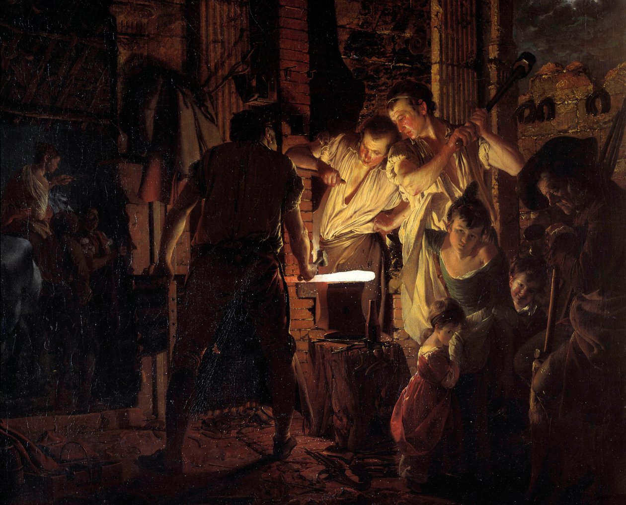 Atelier de marechal ferrant på 1700-tallet Maleri av Joseph Wright fra Derby (1734-1797) 1771 Søn. 0,99x1,25 m Derby, Derby museum av Joseph Wright of Derby