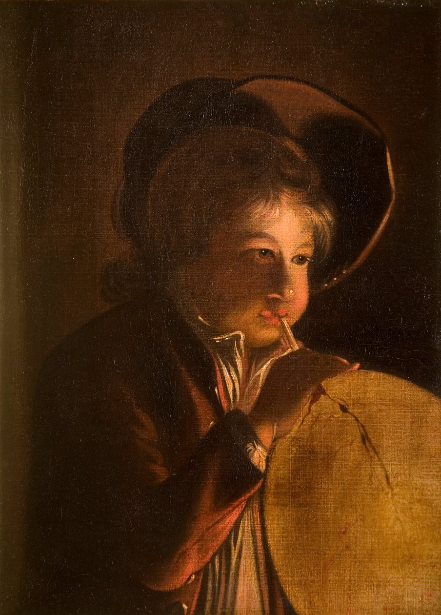 Gutt som blåser blære i stearinlys av Joseph Wright of Derby