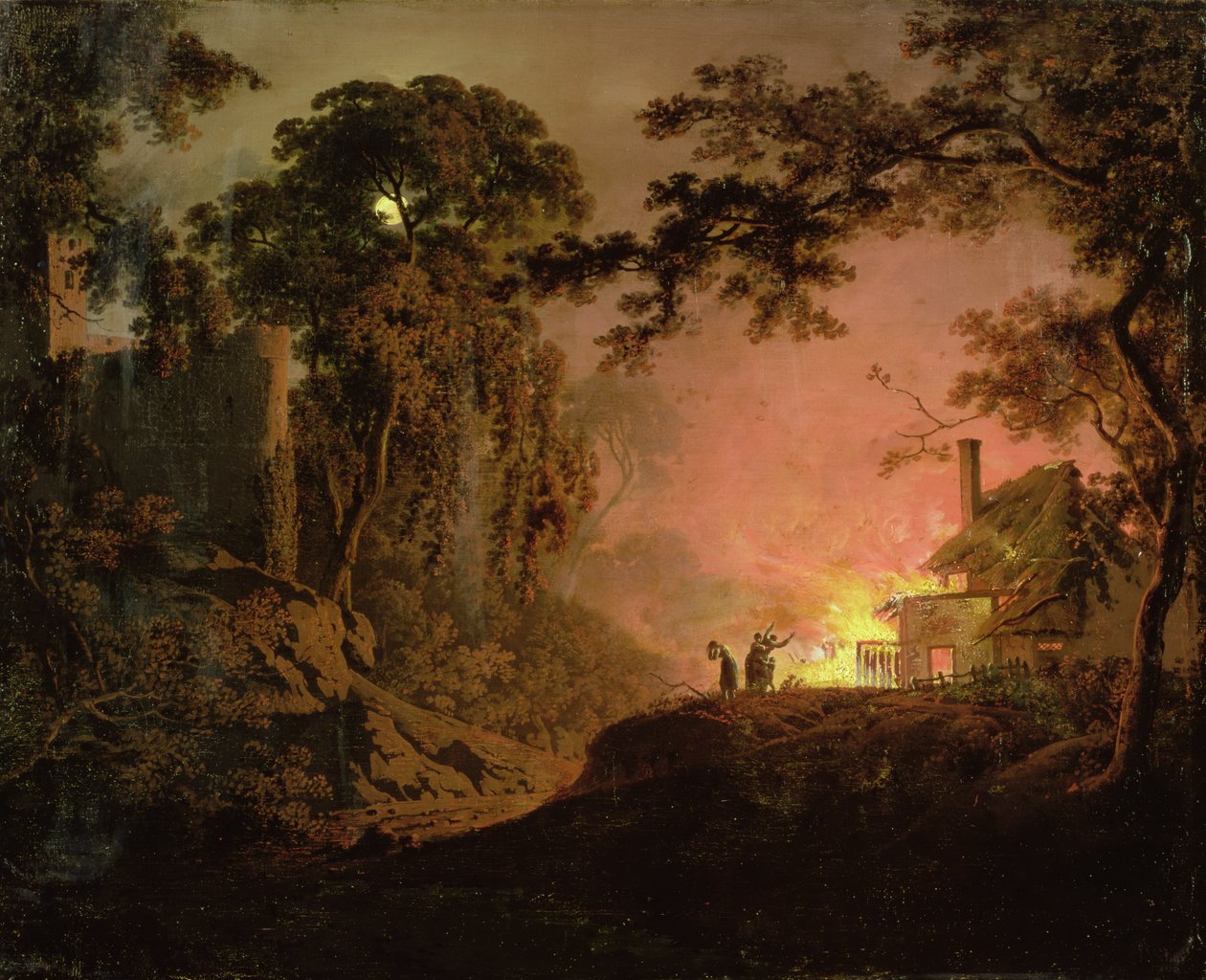 Hytte i brann av Joseph Wright of Derby
