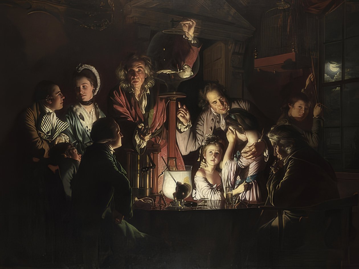 Eksperimentet med fuglen i luftpumpen. 1768 av Joseph Wright of Derby