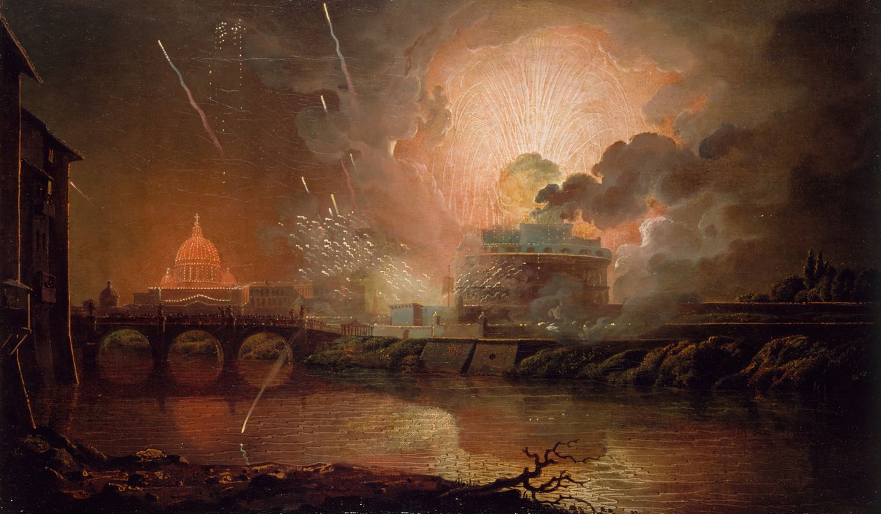 Fyrverkeri på Castel Sant Angelo, 1774-1778. av Joseph Wright of Derby