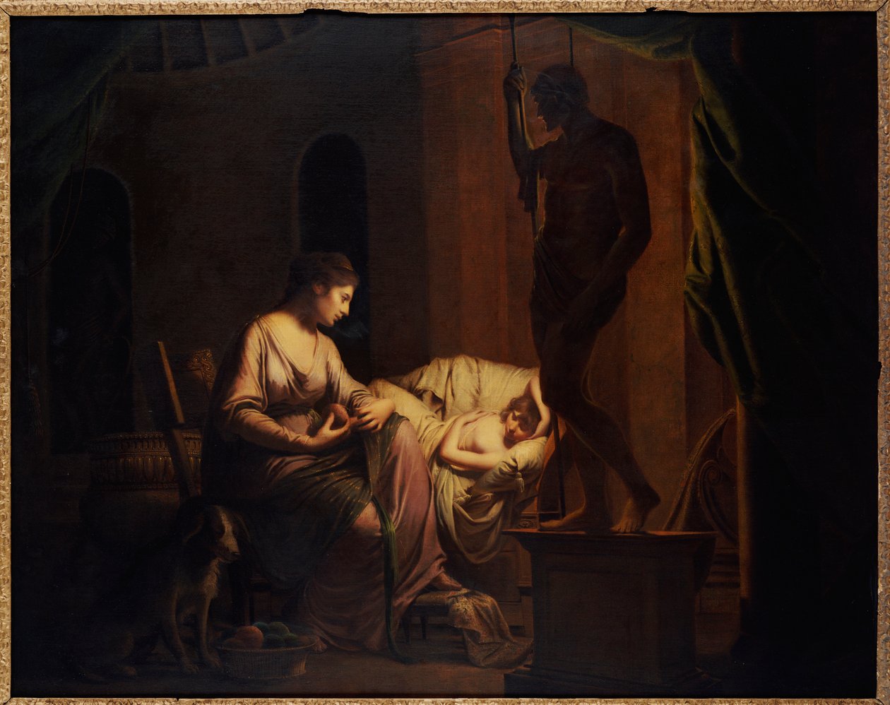 Penelope nøster opp på nettet av Joseph Wright of Derby