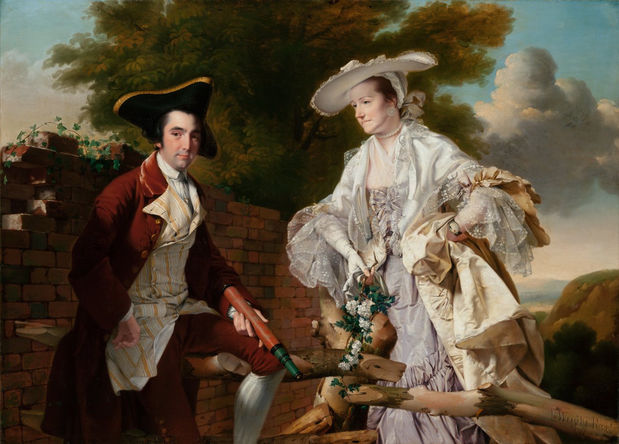 Portrett av Peter Perez Burdett og hans første kone Hannah, 1765 av Joseph Wright of Derby