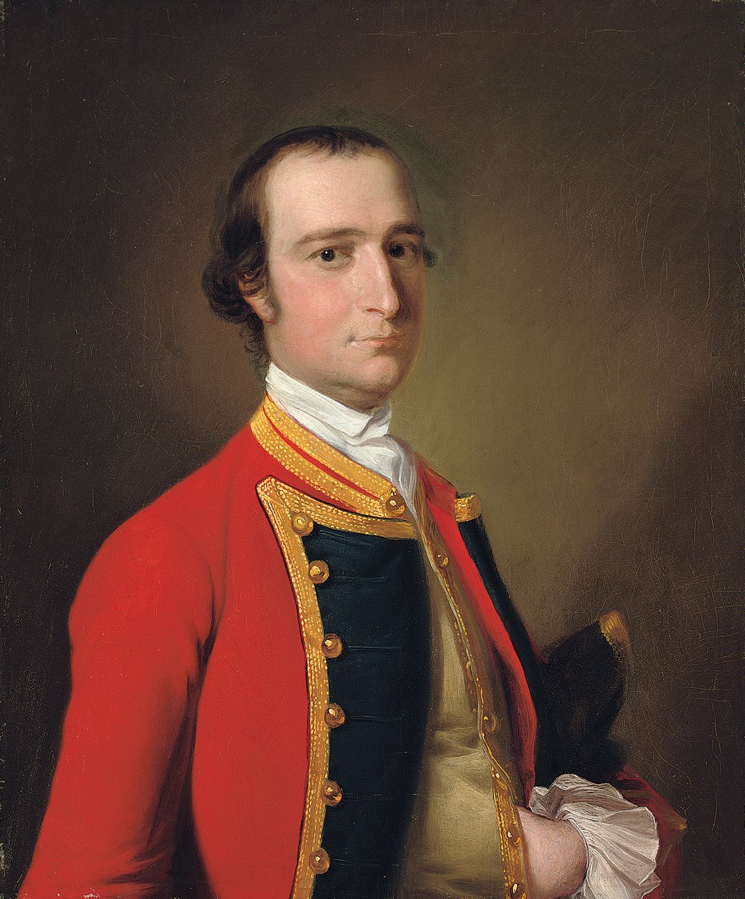 Portrett av en gentleman, tradisjonelt identifisert som Alexander Baillie of the First Foot, ca. 1761-62 av Joseph Wright of Derby