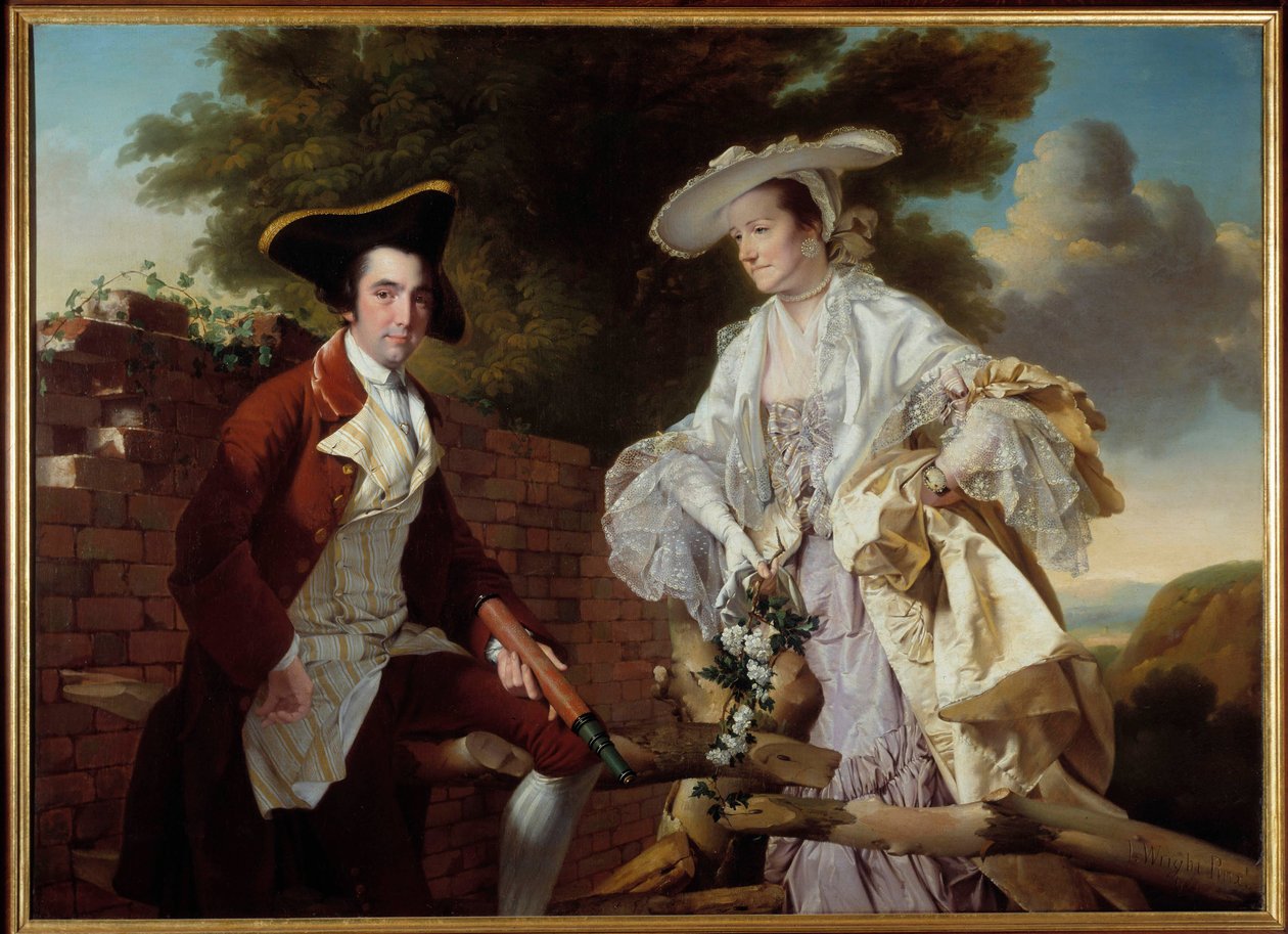 Portrett av kartografen Peter Perez Burdett (1735-1793) og hans kone Hannah Painting av Joseph Wright of Derby (1734-1797) 1765 Praha, Nasjonalgalleriet av Joseph Wright of Derby