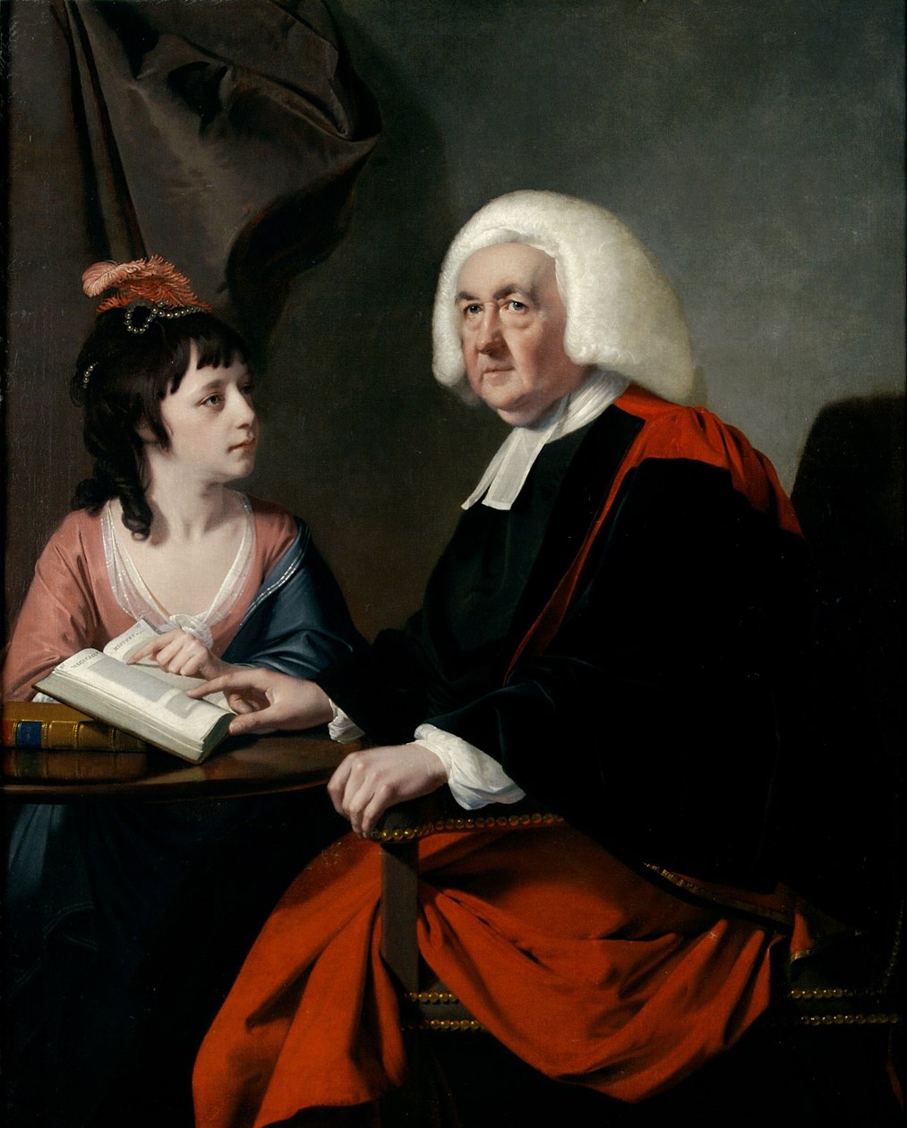 Pastor Thomas Wilson (1703-84) og frøken Catherine Macaulay (1731-91) (olje på lerret) av Joseph Wright of Derby