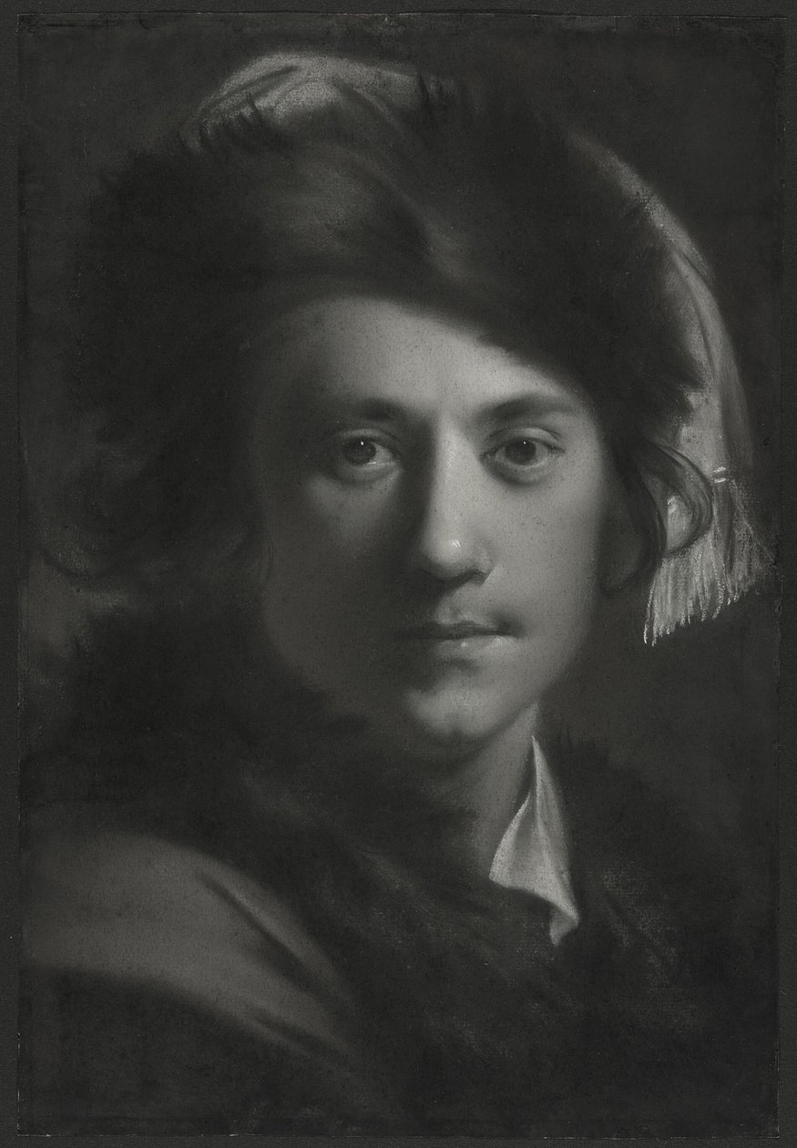 Selvportrett i en pelshatt av Joseph Wright of Derby