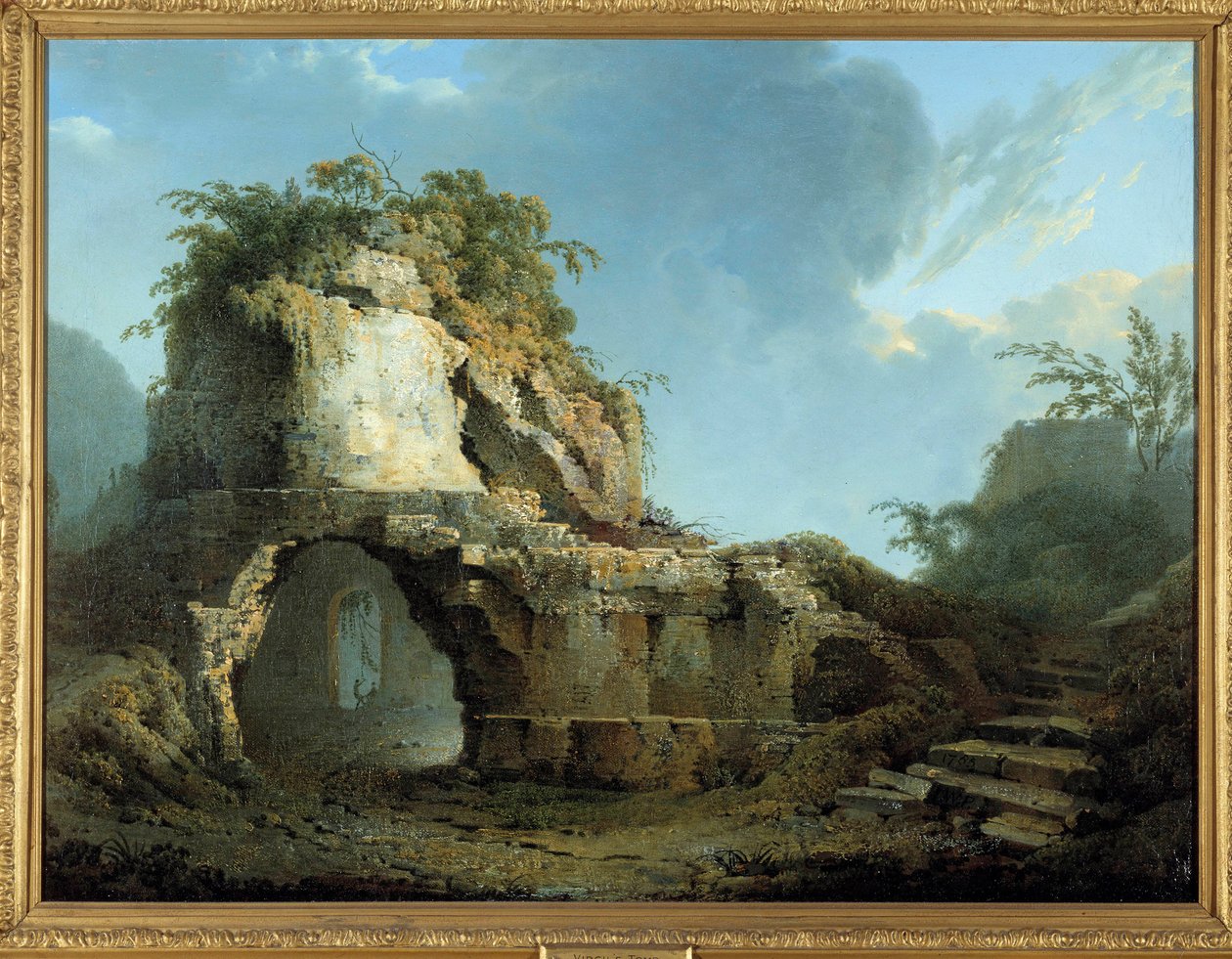 Graven til den romerske poeten Virgil (70-19 f.Kr.) Den ligger i nærheten av hulen Pozzuoli (Pozzuoli) nær Napoli. Maleri av Joseph Wright of Derby (1734-1797) 1785 Belfast. Ulster museum av Joseph Wright of Derby