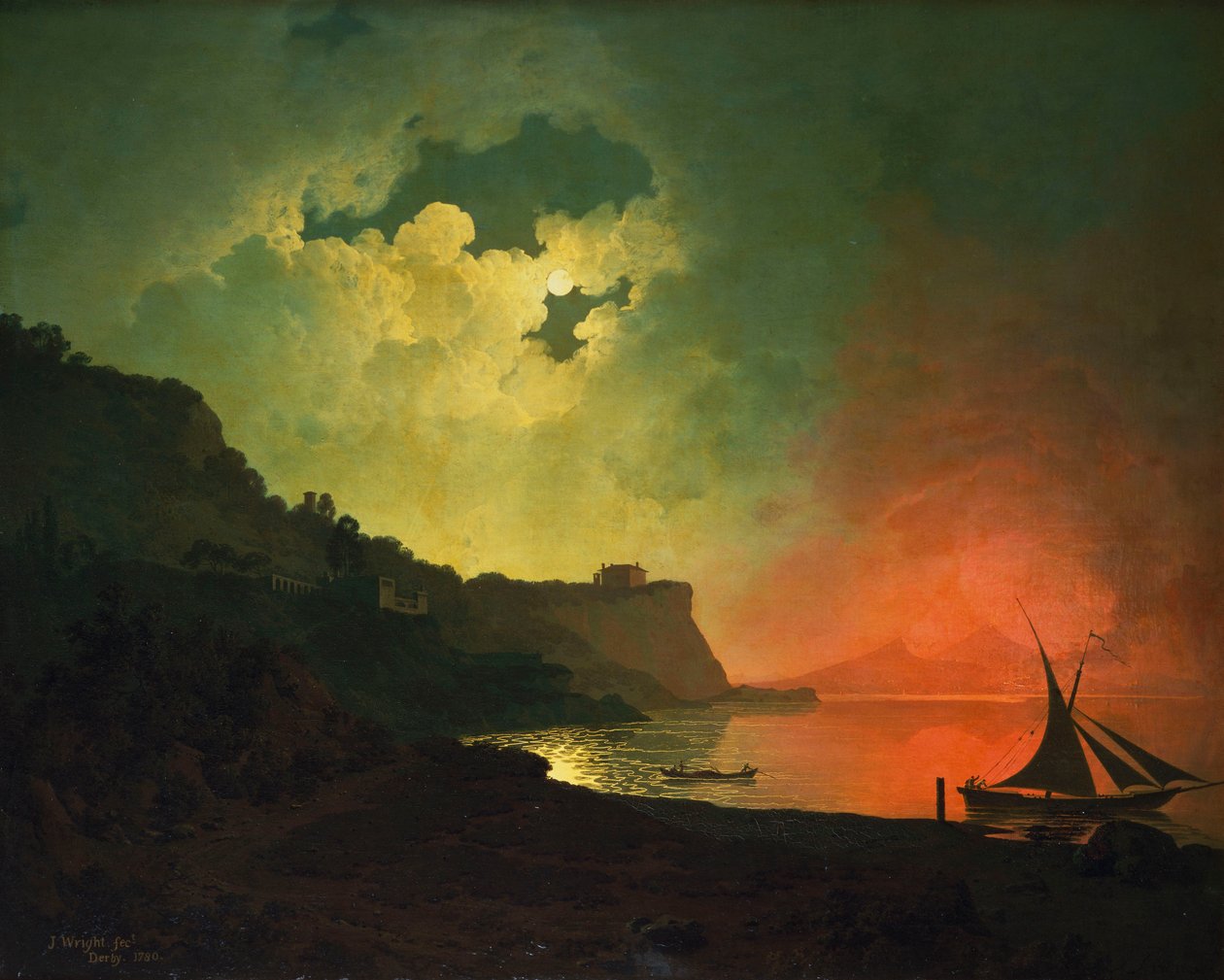 Vesuv fra Posilipo av Joseph Wright of Derby