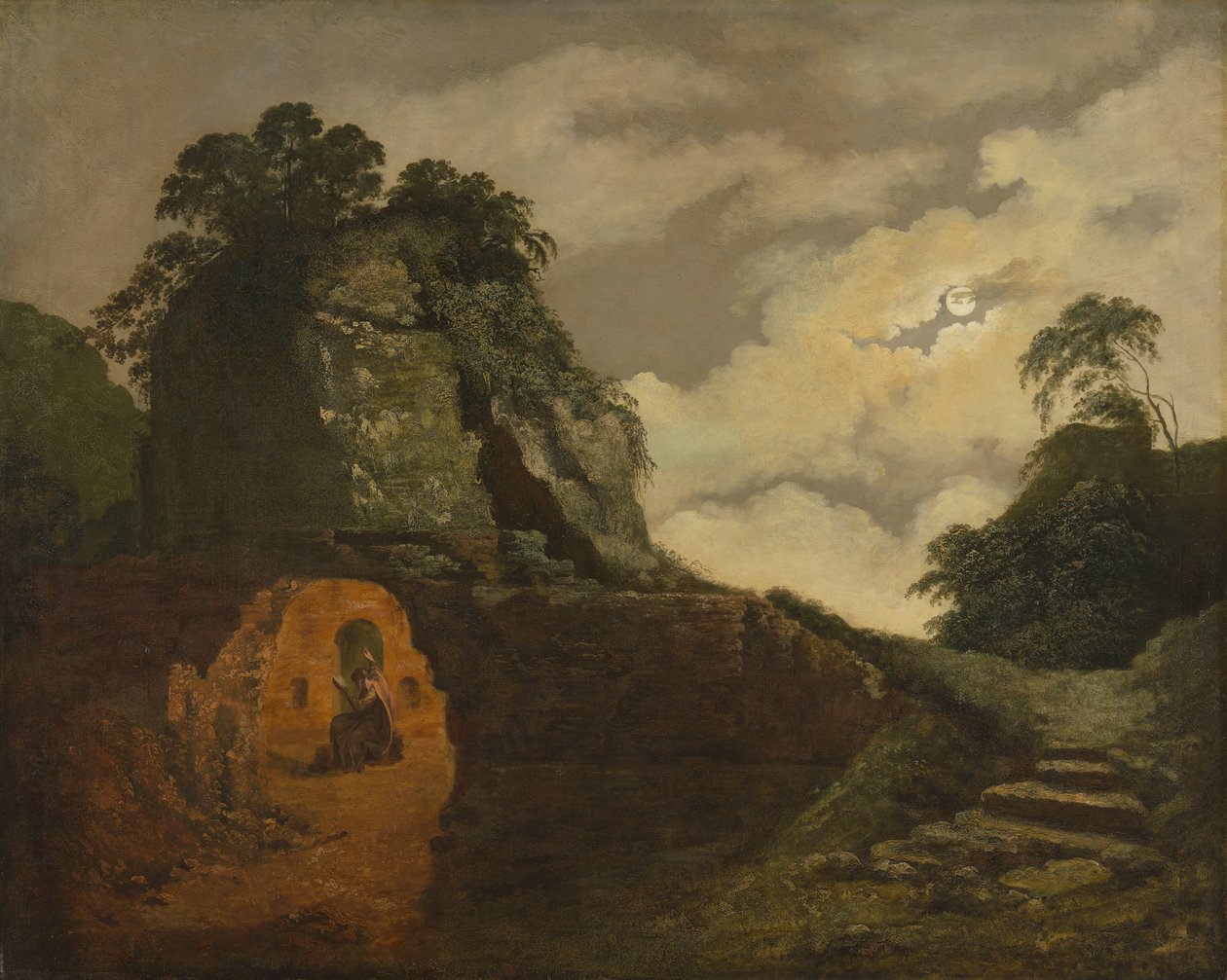 Virgils grav ved Moonlight, med Silius Italicus av Joseph Wright of Derby