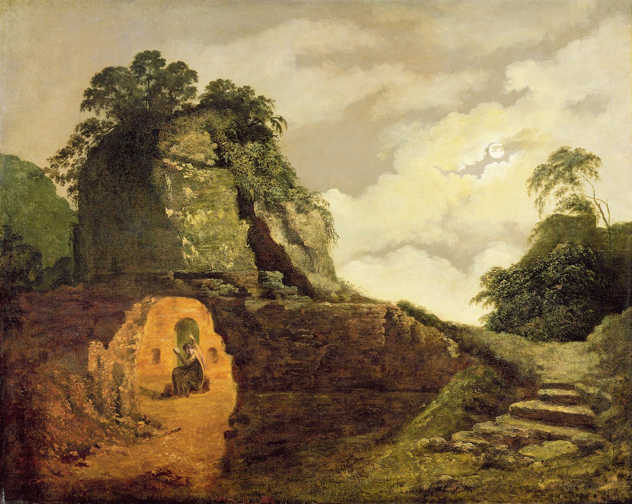 Virgils grav ved Moonlight med Silius Italicus av Joseph Wright of Derby