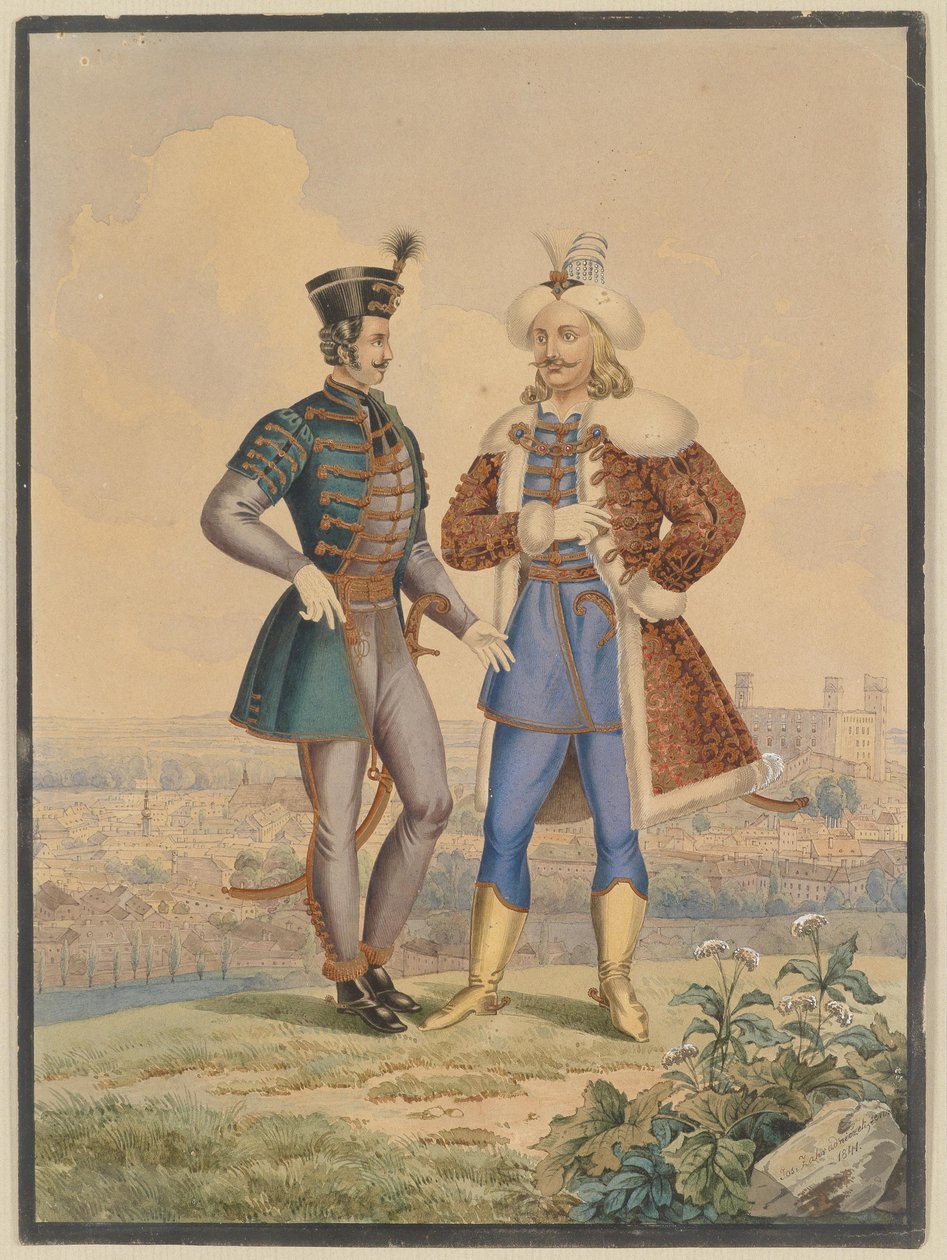 Hussar og ottomansk foran en by av Joseph Zahradniczek the Elder