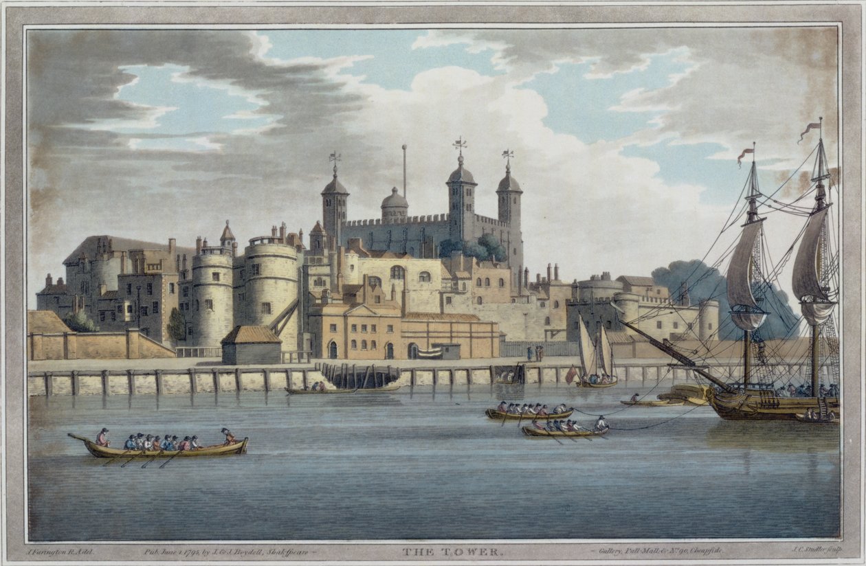 Tower of London, gravert av J. C. Stadler (fl.1780-1812), utgitt 1795 av Joseph after Farington